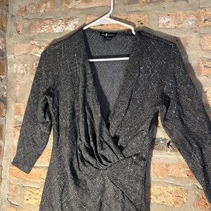 Express Black Shimmer Long Sleeve Dress